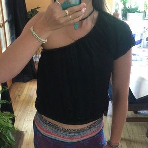 Black one sleeve top